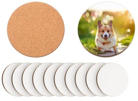 Gosera 12 Pcs Sublimation Coasters 4 X 4 Inch Hardboard Coaster Cork and MDF Blank Coasters Sublimation Car Coasters Easy to Use