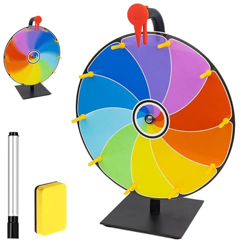 Ruleta de La Suerte, TGKYK 30cm Rueda de la Fortuna con Goma de Borrar y Rotulador, 10 Ranuras La Ruleta de la Suerte, Juego de Rueda de Ruleta para Juegos de Lotería, Juegos para Beber