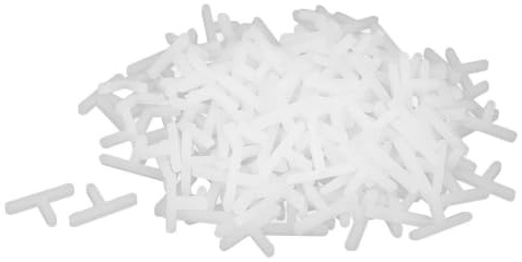 TA-VIGOR 200Pcs T Shaped Tile Spacers 3mm, Plastic Wall & Floor Tile Spacers for Ceramic Porcelain Mosaic Installation, Reusable Tiling Tools for Accurate Grout Lines, White