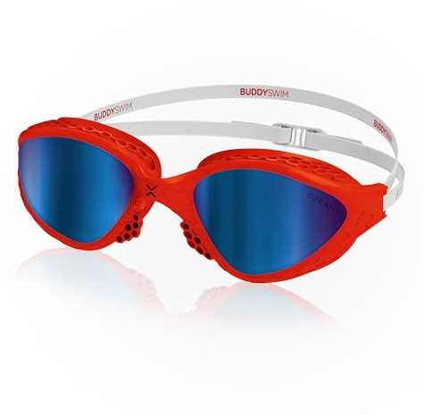 BUDDYSWIM Swimming Goggles OzeanX, Antifog with Panoramic XVISION Lenses. Protection UV400. Hydrodynamic Fit. Open Water Goggles