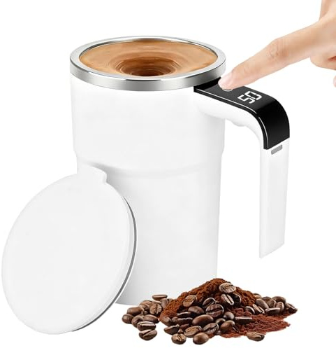 Weqizuerqi Mug à mélangeur automatique | Mélangeur rechargeable avec affichage de température | Mug à café à mélangeur pour voyage - pour bureau, cuisine, voyage, maison, intérieur, extérieur