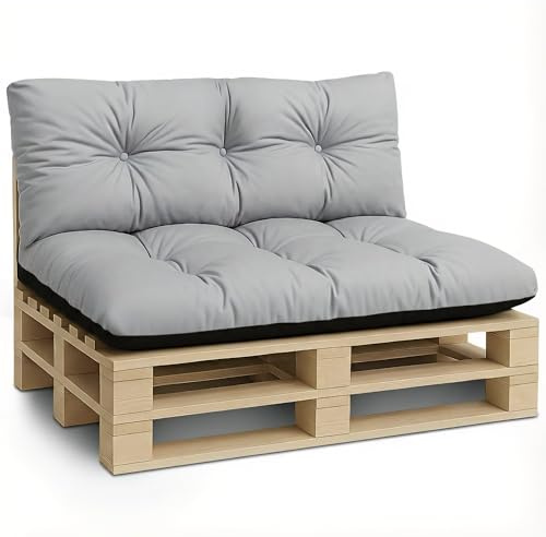 Amazinggirl Palettenkissen Outdoor Kissen 2er-Set Palettenkissen - Auflagen für Paletten Europaletten Palettensofa und Palettenmöbel Palettenpolster Outdoorkissen Gartenkissen Hellgrau B