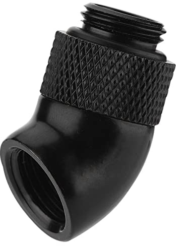 Ouitble G1/4 Gewinde Adapter Messing 45 Grad Biegewinkel Rotary Fitting Adapter 360-Grad-Drehung für CPU Computer Wasserkühlung Kühlkörper System, Schwarz