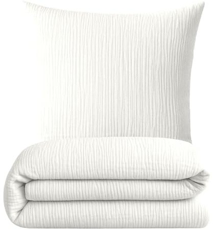 sleepling Musselin Bettwäsche, 135x200 cm + 80x80 cm, Weiß | Bettbezug + Kissenbezug, 100% Baumwolle, Extra weiche Sommerbettwäsche, Made in EU, OEKO-TEX, Waschbar bis 60 Grad