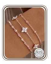 ORAZIO 3 Stück Armband Damen Silber 925 Hypoallergen Armreif Gold 14 Karat Vergoldet Verstellbare Cubic Zirkonia Armbänder Silber Gold Rosegold Armband Damen Schmuck