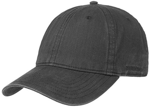 Stetson Ducor Sun Guard Fullcap Herren Baseballcap aus Bio-Baumwolle nachhaltig Frühjahr Sommer Cap mit Sonnenschutz UV 40 Stonewashed-Look Outdoorcap schwarz S (54-55 cm)