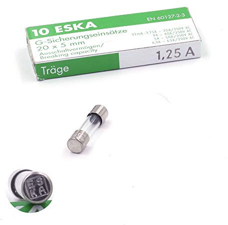 10x Fusible temporisé (T) en verre 1.25A / 250VAC 5x20mm