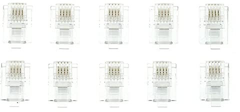 CABLEPELADO Conectores RJ11, Conectores teléfono Modular, Conector 6P4C | AWG26 | Apto para aplicaciones de teléfono, fax, voz en sistemas de cableado doméstico u oficina | 10 unidades