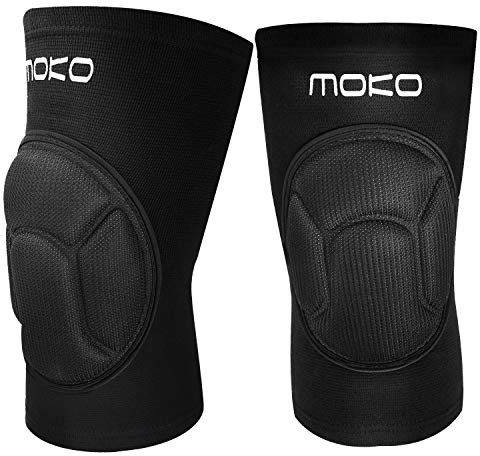 MoKo Knieschoner Volleyball, 1 Paar Professioneller Knieschützer aus Dickem Schwamm rutschfest Kniebandage Knieorthese für Laufen Wandern Joggen Sport Crossfit, XL Größe, Schwarz