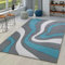 TT Home Wohnzimmer Teppich Moderner Kurzflor 3D Optik Geometrisches Wellen Design, Farbe:Türkis, Größe:240x330 cm