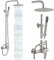 gotonovo Outdoor-Duscharmatur SUS304 Duschbefestigungssystem Kombi-Set Regenduschkopf Einzelgriff Hochdruck Handbrause Wandhalterung 2 Funktionen Gebürstetes Nickel 8 Zoll Regenduschkopf Kit