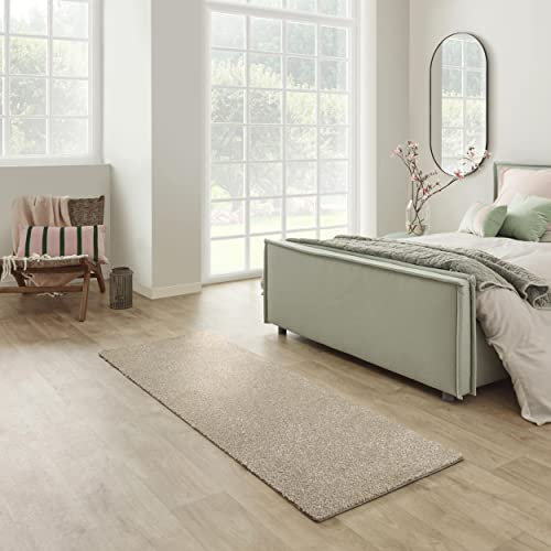Carpet Studio Maine Teppich Läufer Beige, Läufer Flur 67x180cm, Kurzflor Teppiche, Küchenläufer, Wohnzimmerteppich, Bettvorleger Schlafzimmer