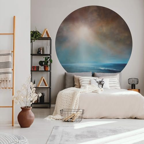 Tapete Fototapete Vlies Vliestapete Schmucker Kraft und Stille Schlafzimmer Wohnzimmer Wanddeko Tapetenpaneele inkl. Schablone (236x236cm)