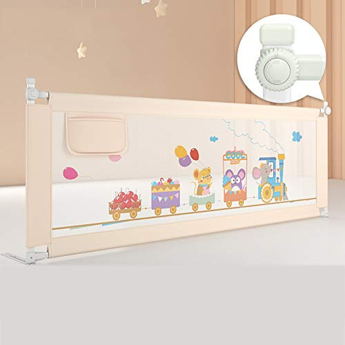 Klappbares Bettgitter,220cm Bettschutzgitter Kinderbettgitter Babybettgitter, Verstellbare, zum Runterfalten, Sicherheitsschutz, 4 Abmessungen, 5 Farben, passend für Kinderbetten, Elternbetten