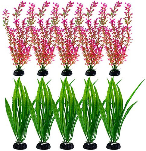 Elinala Aquarium Deko Pflanzen, Aquarium Pflanzen Künstlich, 10PCS Künstliches Aquarium und Aquarium Kunststoff Dekorative Künstliche Wasserpflanzen