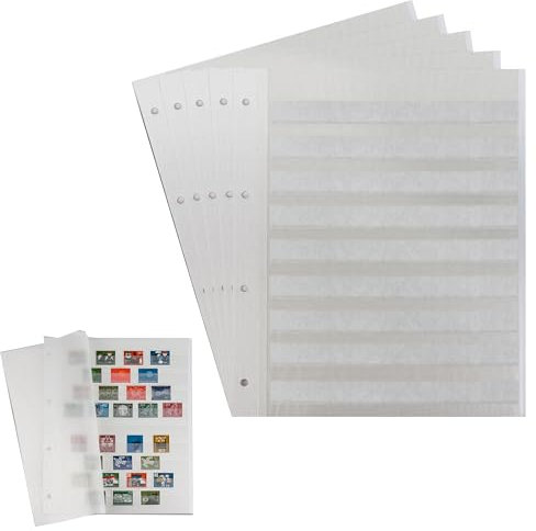 20 Prophila Einsteckseiten auf 10 Blättern, 9zeilig weißer Karton und je 2 Pergamin-Zwischenblättern pro Blatt