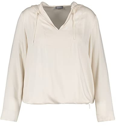 Samoon Damen Bluse mit Kapuze Langarm unifarben Pearl 50