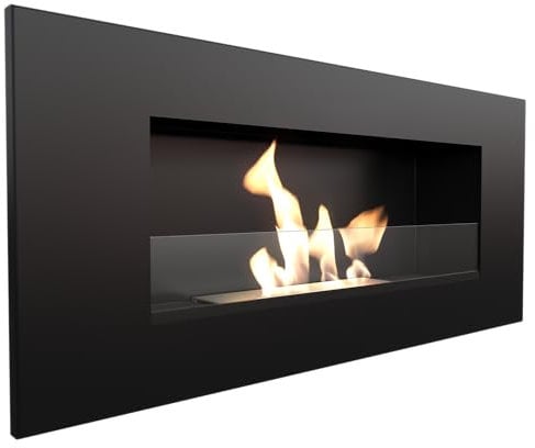 KRATKI Delta 2 Bio-Ethanol-Kamin für den Innenbereich | Für Wandmontage oder Eckeinbau l Biocontainer 0,5 l, TÜV-geprüft | Stahl, 40 x 90 cm, Schwarz