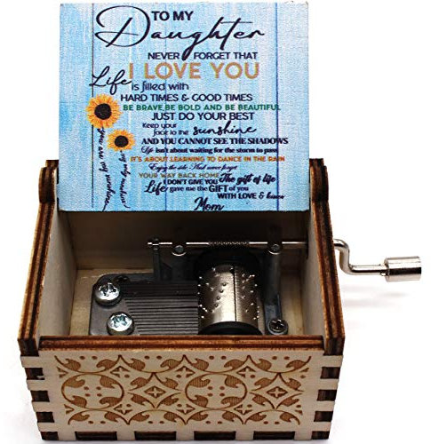 MB08-mtdr-E Spieluhr mit Lasergravur, Geschenk von Mutter zu Tochter, 1 Stück