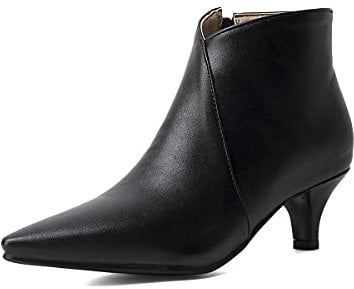 JIEEME Synthetik sexy pointed toe stiletto zipper mid heel with 5 cm ankle casual boots for women big size 35-46 t10-22