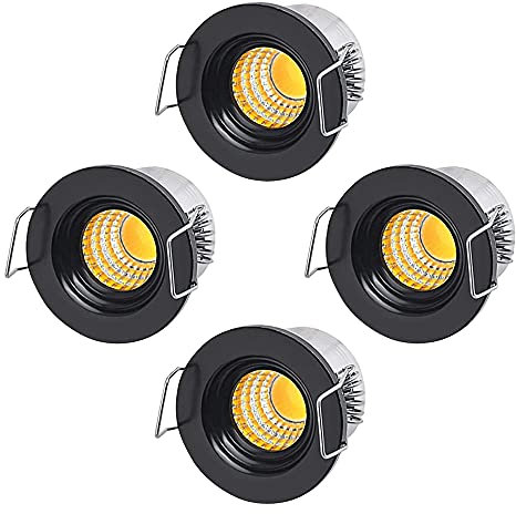 HVZUM 4 Stück Klein Mini LED Einbaustrahler 3W, 230V Deckenstrahler mit Transformator COB Downlights Deckenspots 300lm für Weinschrank/Schrank/Küche/Wohnzimmer (C-warmweiß)