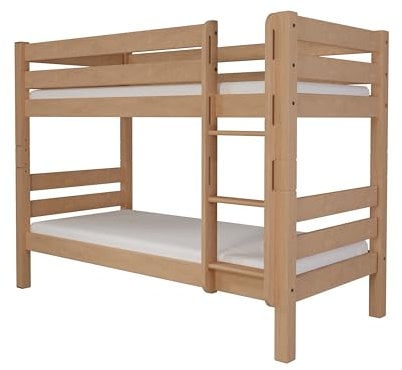 fornera f25 Massivholz Etagenbett für 2 Kinder aus Kernbuche 90x200cm - Doppelstockbett Hochbett mit Lattenrost - Kinderhochbett mit Treppe