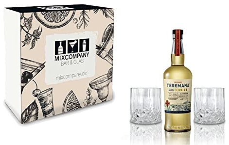 Teremana Tequila Geschenkset - Reposado 0,7L (40% Vol) 2 Tumbler Kristalloptik Dwayne The Rock Johnson Tequila Gold- [Enthält Sulfite]
