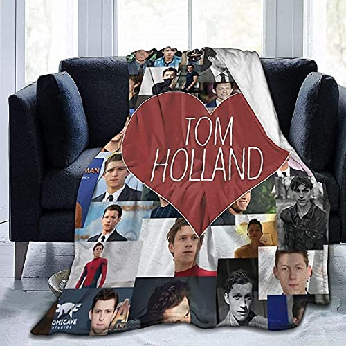 Tom Holland Flanell-Fleecedecke, leicht, super hergestellt in Großbritannien, warm, gemütlich, Wohnkultur für Couch, Bett, Sofa, Reisen, 127 x 101,6 cm