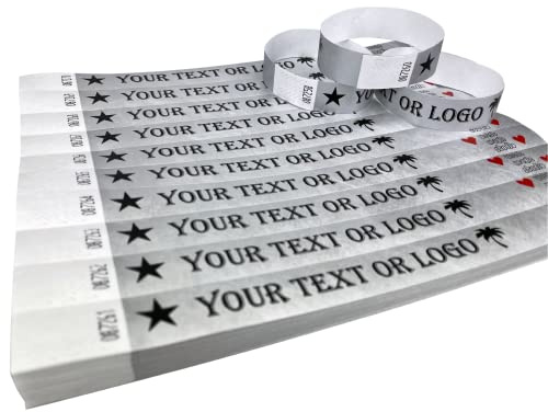 300 Silber Individuell Bedruckte Tyvek-Armbänder mit Ihrem Personalisierten Text/Logo für veranstaltungen, Partys, Festivals, ID