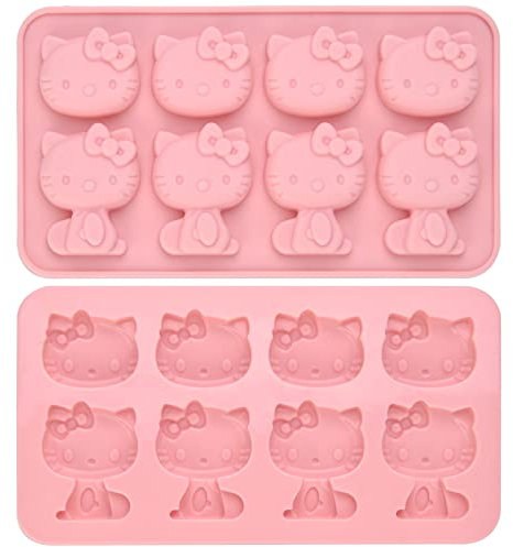 Hello Kitty Silicone molds,Small ice mold,Chocolate tray for Sugarcraft, Birthday Cake Decoration, Gum paste Icing, Candy Chocolate Cupcake Topper Decorating and DIY Baking Tools 8 Cups 2 pack