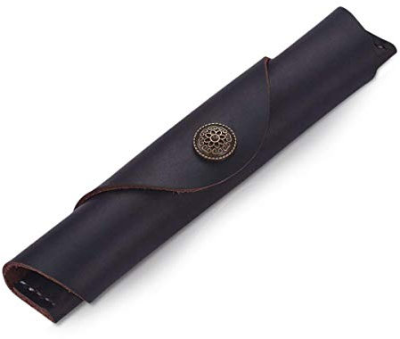 PORRASSO Federmäppchen Leder Stylish Handgemacht Mäppchen Leder Soft Pen Schüleretui Briefpapier Organisator Office Work Essentials für Bastelstudium Dunkelbraunes Fell für Verrückte Pferde