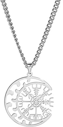 Dreamtimes Halskette mit keltischem Knoten Herz keltische Triquetra Mondgöttin Dreifaltigkeitsknoten Halskette irischer Knoten Schmuck für Damen und Herren (Wikinger-Kompass-S)