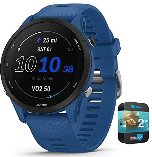 Garmin 010-02641-01 Forerunner 255 GPS Smartwatch Tidal Blue | Modello partner ufficiale USA | Bundle con 2 anni CPS Enhanced Protection Pack