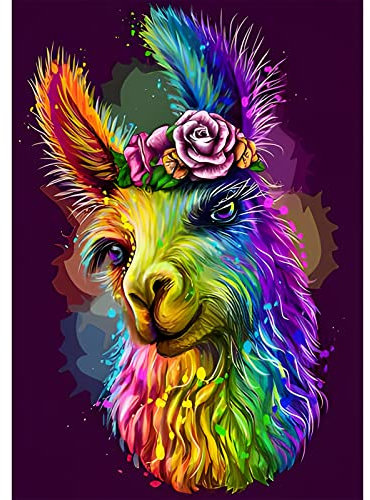 AIRDEA Alpaka Diamond Painting Set für Erwachsene, 5D Alpaka Diamant Malerei Kits,Malen nach Zahlen,Regenbogen Diamant Painting Bilder Round Full Kits Complete Diamant Kunst Kits für Kinder 30x40cm