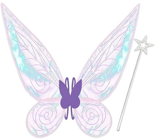 Takmor Feenflügel Erwachsene Feenflügel Kinder, Feen Flügel Damen Erwachsen Fasching Kostüm Fairy Wings für Karneval Geburtstag Halloween Weihnachten Rollenspiele Comic Con Themed Party (Violett)