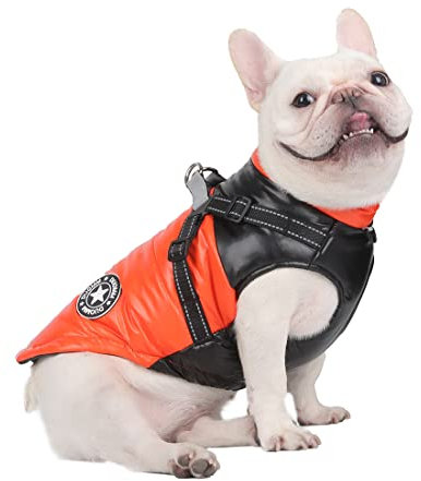 DoggieKit Hundemantel Winter Warm Gepolstert Puffer Pet KostümHund Kleidung Winterweste Hundejacke Wintermäntel wasserdichte Warme Jacke Sweater für Kleine Mittelgroße Große Hunde (S, Orange)