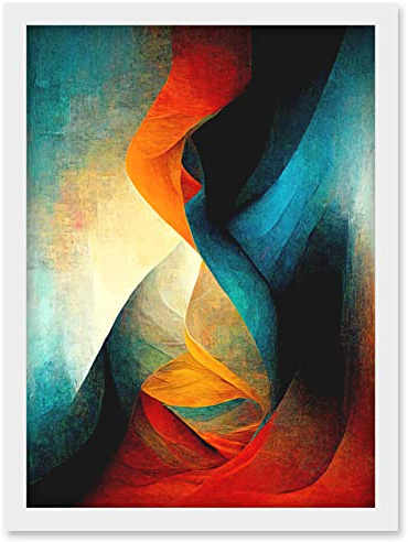 Doppelganger33 LTD Abstract Modern Acrylic Painting Organic Red Blue Orange Artwork Framed Wall Art Print A4