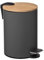 UNIMASA Papelera de baño con Tapa de Madera 3L - Cubo de Basura para baño con Tapa y Pedal Cierre silencioso - Gris Oscuro