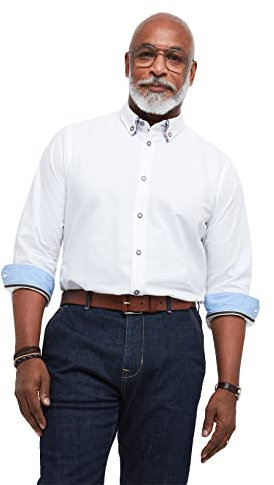 Joe Browns Men's Classic White Double Collar Peekaboo Floral Long Sleeve Button Down Smart Shirt, XXL