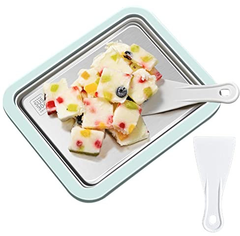 TAYSTE Heladera enrollada - Rodillo para Helado | Bandeja Plana Helado enrollada portátil Hielo rápido Manual Acero Inoxidable 304 con 2 Palas Hielo para Batidos