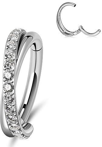 Longbeauty G23 Titan Segmentring Piercing 6mm-8mm 16G 18G Klicker Hoops Helix Conch Ohrring Scharnier Knorpel Creolen Tragus Daith Septum Nasenringe Labret Lippenpiercing Nostril Schmuck