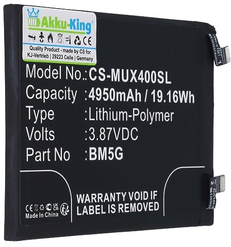Akku kompatibel mit Xiaomi BM5G - Li-Polymer 4950mAh - Redmi K50i, Note 11T Pro, Poco X4 GT