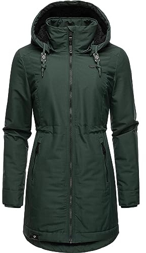 Ragwear Damen Winter-Kurzmantel Dakkota wasserdicht und atmungsaktiv | Länge: oberschenkellang | Wärmegrad 3 von 3 – warm gefüttert | wasserdicht und atmungsaktiv | abnehmbare Kapuze