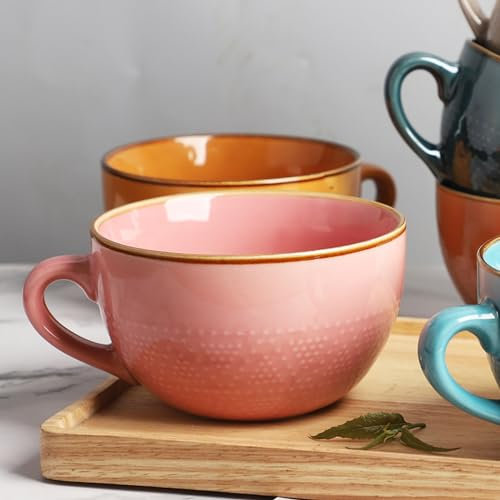 IGTOPS Tazza da caffè grande 700 ml, Tazza da Caffè in Ceramica, Ciotola per Cereali con manico, Tazza da Tè, Insalata, Ciotola per Insalata di Cereali