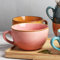 Kaffeetasse Groß Becher Tasse, 700 ml Keramik Suppentassen, Porzellan Müslischalen mit Henkel, Tee Tasse Müsli Salat Schale Schüssel, Geschenke Kaffeetasse (E)