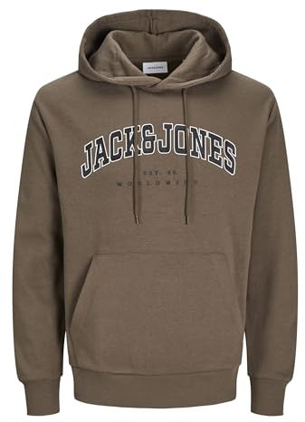 JACK & JONES Jjecaleb Varsity Sweat Hood Noos Sudadera con Capucha, Verde Oliva, M para Hombre