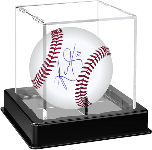 Taeku Baseball Vitrine – Acryl Würfel mit UV-Schutz, Staubdichte Display Box für Softball, Baseball, Tennisball & Sportbälle, mit Standfuß für Sammlerstücke (1 Set)
