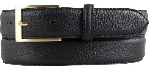 BELTINGER Italienischer Anzug-Gürtel, 30 mm breit, Herren, Anzuggürtel, Hosengürtel, strukturiertes Leder, Schließe Gold | Schwarz 100cm