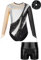 iiniim Kinder Mädchen Turnanzug Gymnastikanzug Trikotanzug Glänzend Gymnastik Leotard mit Shorts Haarband Wettbewerb Tanzkostüm Silber&Schwarz 122-128