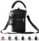 AceTreker Wasserflaschenhülle, Neopren-Wasserflaschenhalter mit Gurt und Paracord-Griff, Sport-Metall-Flaschenträger mit 5 Taschen für Reisen, Wandern, Camping, Schwarz